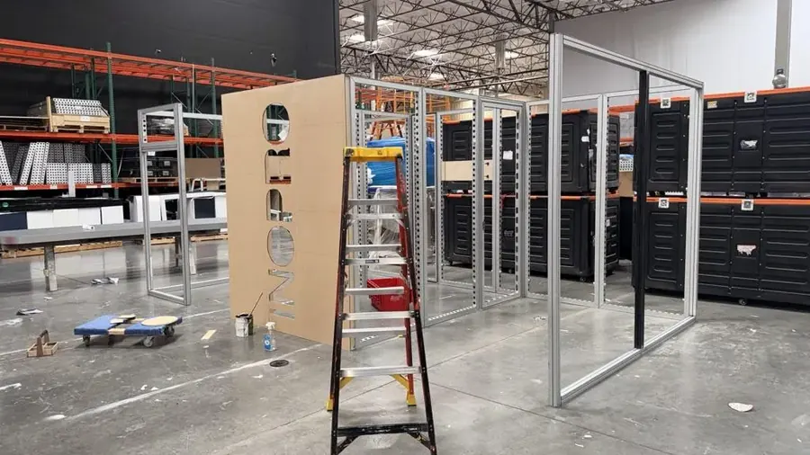 Stand frames and installation equipment in a workshop